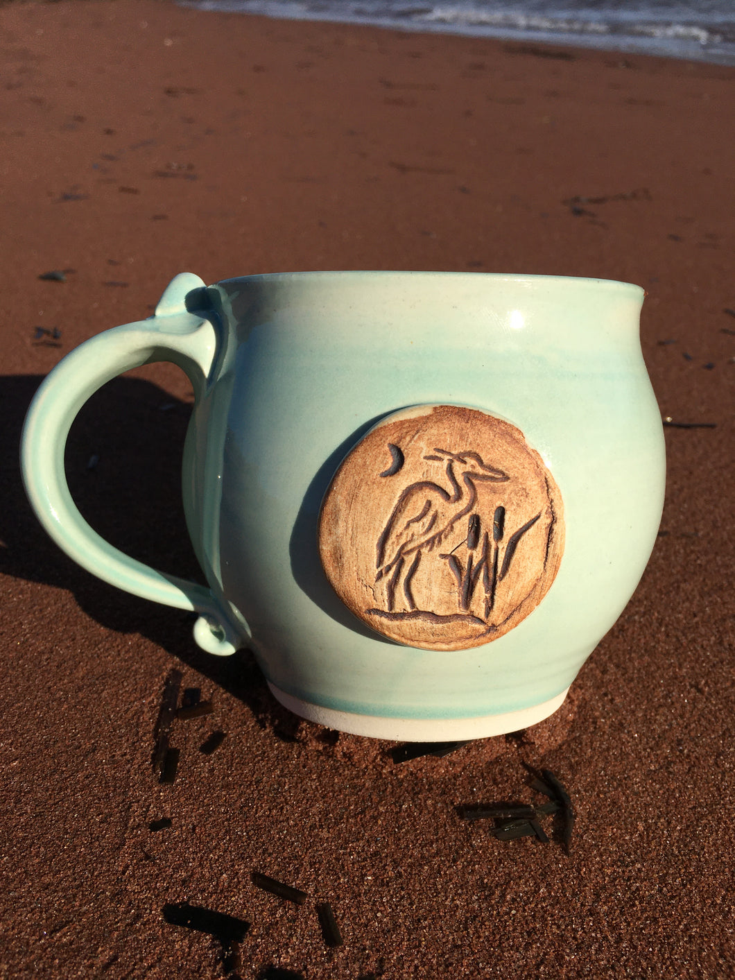Blue heron latte mug/soup mug
